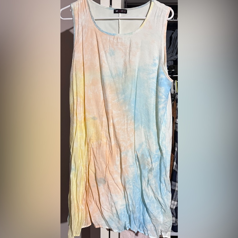 Tie-Dye Sleeveless Dress / Tunic with built in Slip